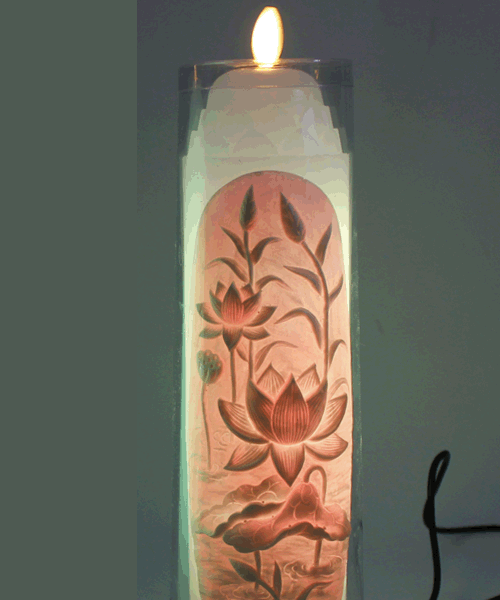15신형)흔들이.LED.리모컨방식.전기초-야광핑크연꽃 (연꽃봉모양) 높이34cm